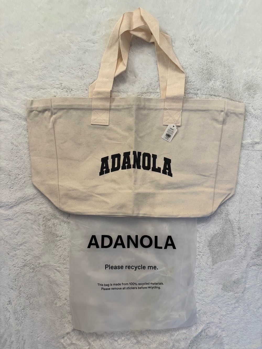 ADANOLA Natural Canvas Tote Bag NWT